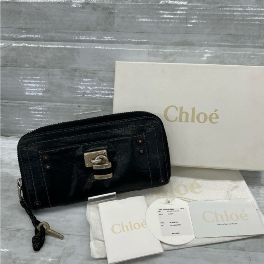 Chloé Black Leather Paddington Wallet